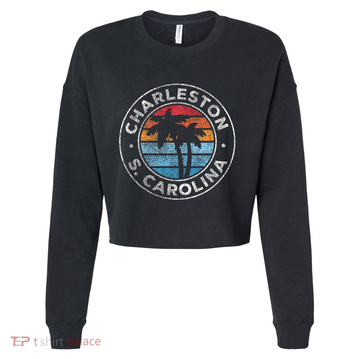 Charleston South Carolina Sc Vintage Cropped Pullover Crew