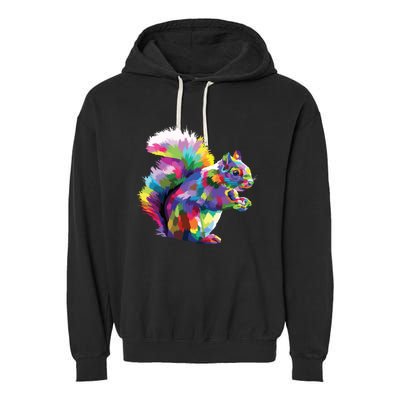 Cute Squirrel Colorful Polygonal Sciuridae Pop Art Escurel Garment-Dyed Fleece Hoodie