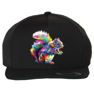 Cute Squirrel Colorful Polygonal Sciuridae Pop Art Escurel Wool Snapback Cap