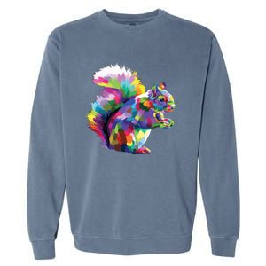 Cute Squirrel Colorful Polygonal Sciuridae Pop Art Escurel Garment-Dyed Sweatshirt