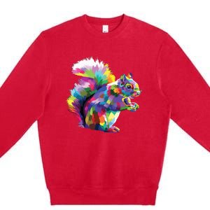 Cute Squirrel Colorful Polygonal Sciuridae Pop Art Escurel Premium Crewneck Sweatshirt