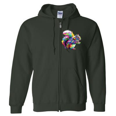 Cute Squirrel Colorful Polygonal Sciuridae Pop Art Escurel Full Zip Hoodie