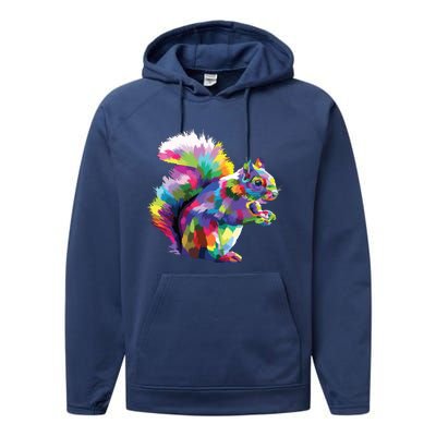 Cute Squirrel Colorful Polygonal Sciuridae Pop Art Escurel Performance Fleece Hoodie