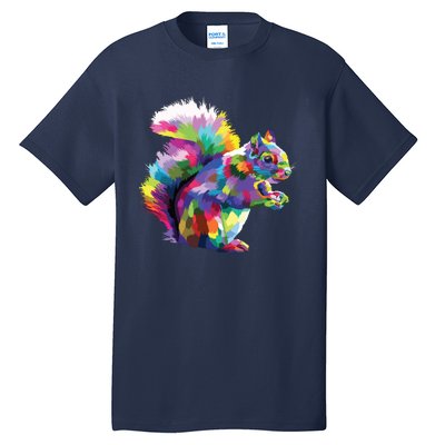 Cute Squirrel Colorful Polygonal Sciuridae Pop Art Escurel Tall T-Shirt