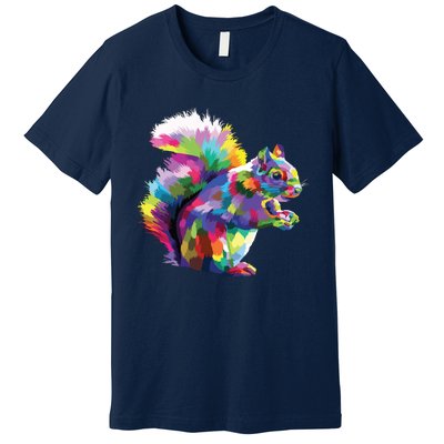 Cute Squirrel Colorful Polygonal Sciuridae Pop Art Escurel Premium T-Shirt