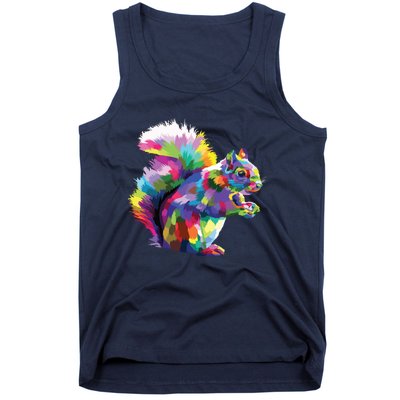 Cute Squirrel Colorful Polygonal Sciuridae Pop Art Escurel Tank Top