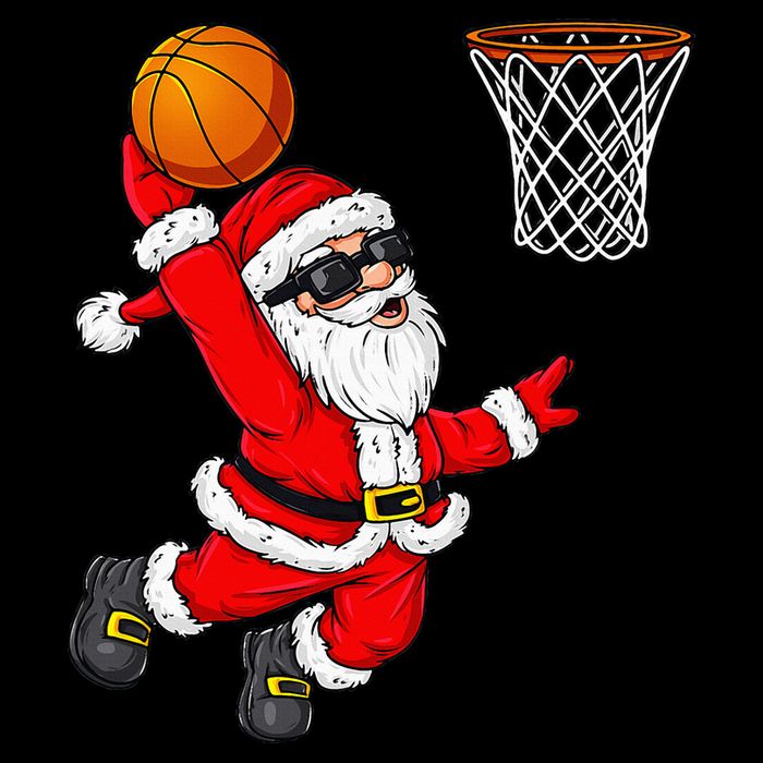 Christmas Santa Claus Dunking A Basketball Xmas Cooling Performance Crew T-Shirt