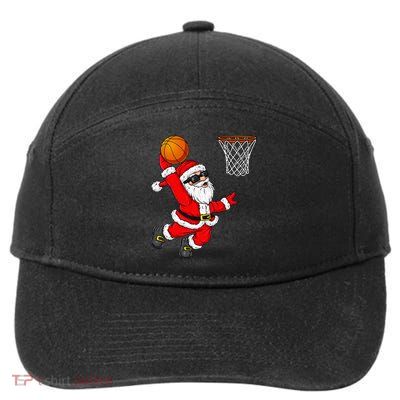 Christmas Santa Claus Dunking A Basketball Xmas 7-Panel Snapback Hat