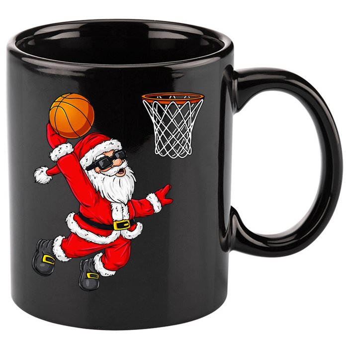 Christmas Santa Claus Dunking A Basketball Xmas 11oz C Handle Ceramic Mug