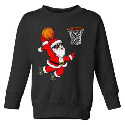 Christmas Santa Claus Dunking A Basketball Xmas Toddler Sweatshirt