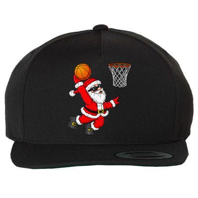 Christmas Santa Claus Dunking A Basketball Xmas Wool Snapback Cap