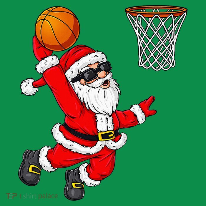 Christmas Santa Claus Dunking A Basketball Xmas T-Shirt