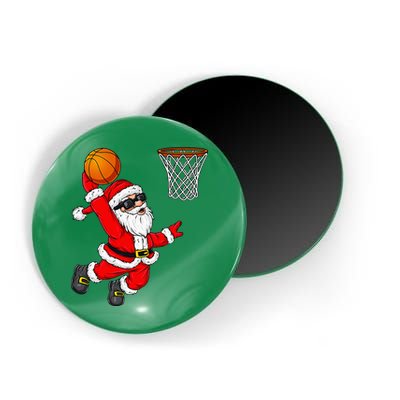 Christmas Santa Claus Dunking A Basketball Xmas Magnet
