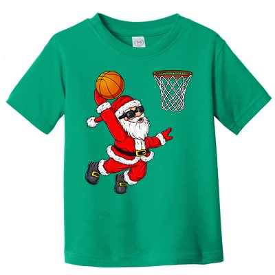 Christmas Santa Claus Dunking A Basketball Xmas Toddler T-Shirt