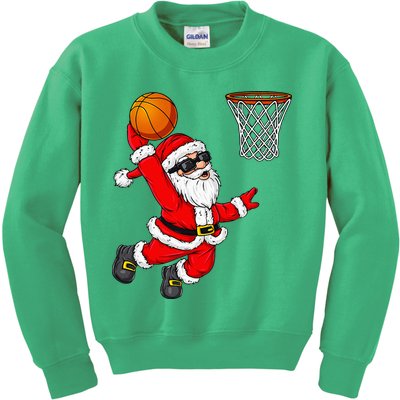 Christmas Santa Claus Dunking A Basketball Xmas Kids Sweatshirt
