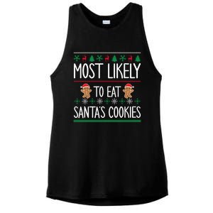 Cute Santa Cookies Most Likely To Eat Santa's Cookies Gift Ladies PosiCharge Tri-Blend Wicking Tank