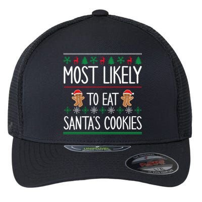 Cute Santa Cookies Most Likely To Eat Santa's Cookies Gift Flexfit Unipanel Trucker Cap