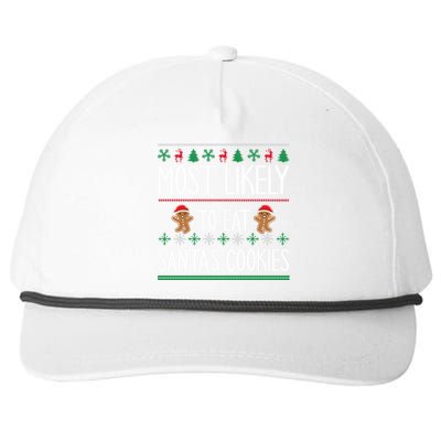 Cute Santa Cookies Most Likely To Eat Santa's Cookies Gift Snapback Five-Panel Rope Hat