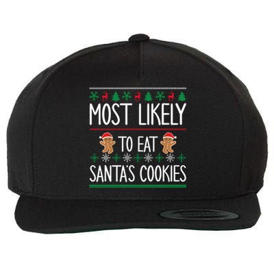 Cute Santa Cookies Most Likely To Eat Santa's Cookies Gift Wool Snapback Cap