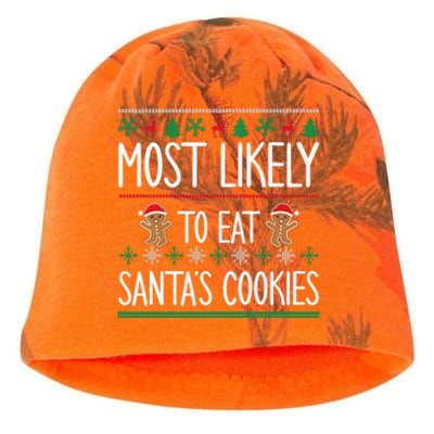 Cute Santa Cookies Most Likely To Eat Santa's Cookies Gift Kati - Camo Knit Beanie