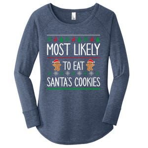 Cute Santa Cookies Most Likely To Eat Santa's Cookies Gift Women's Perfect Tri Tunic Long Sleeve Shirt