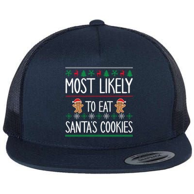 Cute Santa Cookies Most Likely To Eat Santa's Cookies Gift Flat Bill Trucker Hat