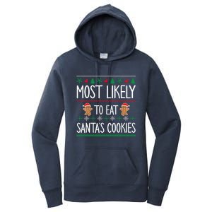 Cute Santa Cookies Most Likely To Eat Santa's Cookies Gift Women's Pullover Hoodie