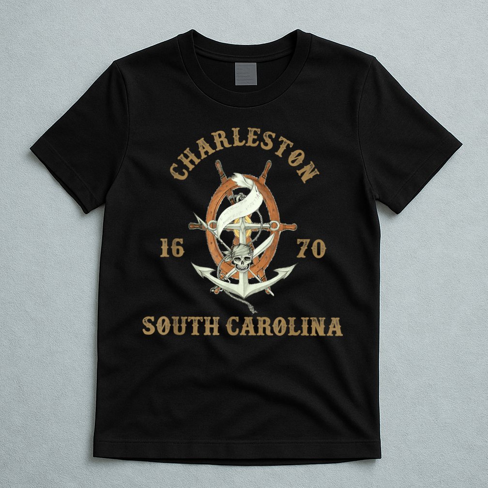 Charleston South Carolina Sc Vintage Nautical Waves T-Shirt