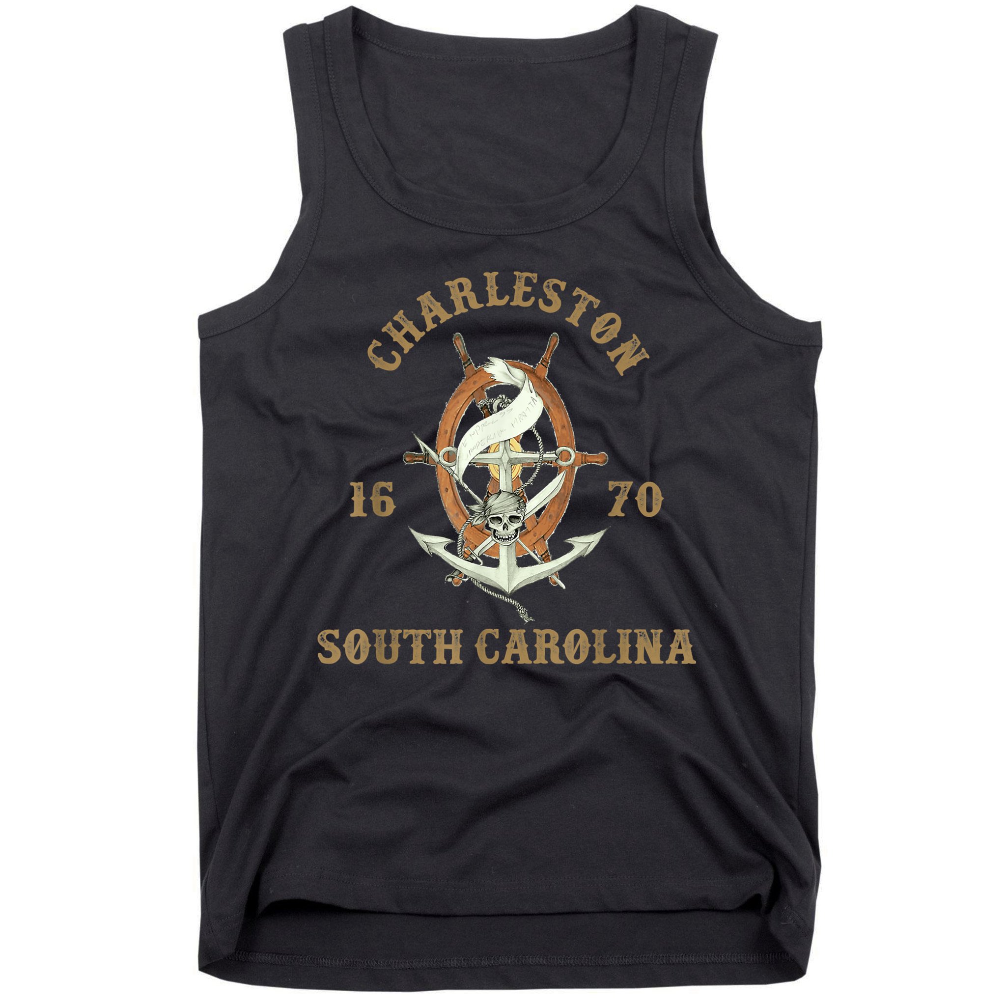 Charleston South Carolina Sc Vintage Nautical Waves Tank Top