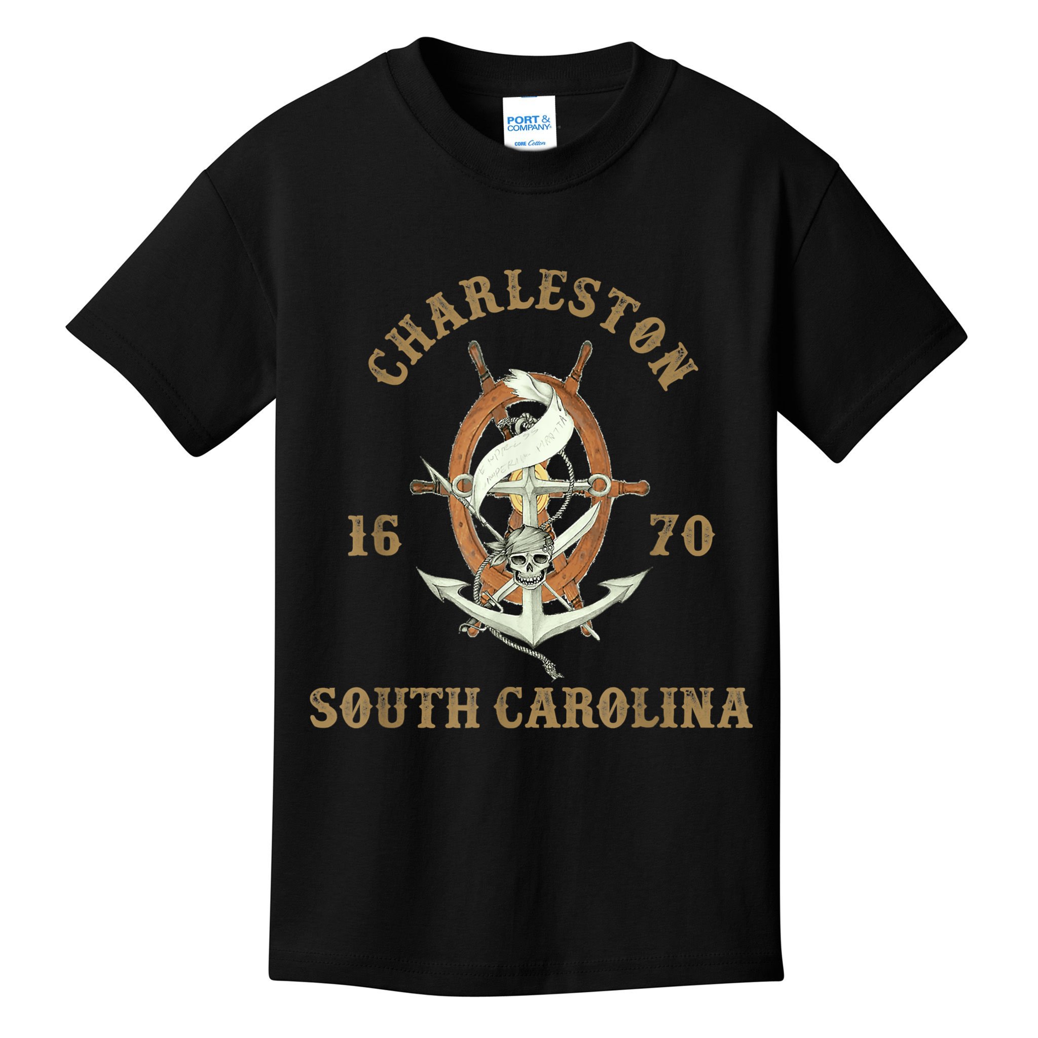 Charleston South Carolina Sc Vintage Nautical Waves Kids T-Shirt