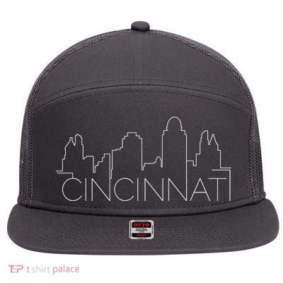 Cincinnati Skyline City View 7 Panel Mesh Trucker Snapback Hat