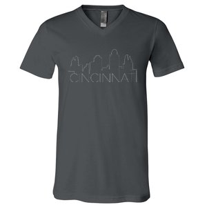 Cincinnati Skyline City View V-Neck T-Shirt