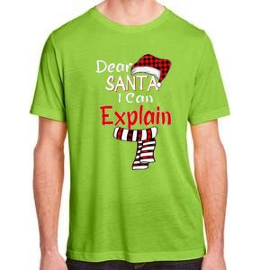 Christmas Santa Claus Red Plaid Dear Santa I Can Explain Adult ChromaSoft Performance T-Shirt