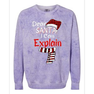 Christmas Santa Claus Red Plaid Dear Santa I Can Explain Colorblast Crewneck Sweatshirt