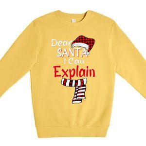 Christmas Santa Claus Red Plaid Dear Santa I Can Explain Premium Crewneck Sweatshirt