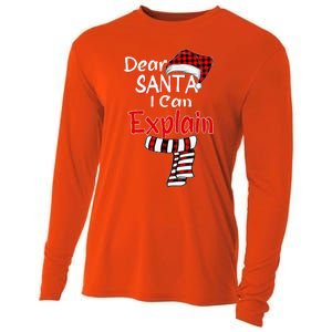 Christmas Santa Claus Red Plaid Dear Santa I Can Explain Cooling Performance Long Sleeve Crew