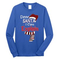 Christmas Santa Claus Red Plaid Dear Santa I Can Explain Long Sleeve Shirt