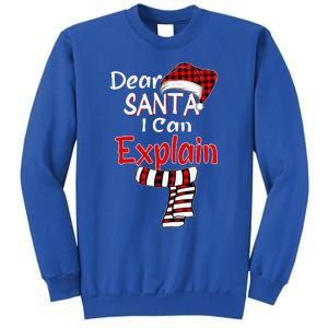 Christmas Santa Claus Red Plaid Dear Santa I Can Explain Sweatshirt