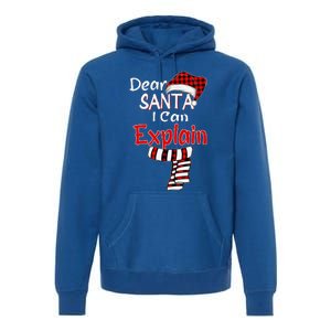 Christmas Santa Claus Red Plaid Dear Santa I Can Explain Premium Hoodie