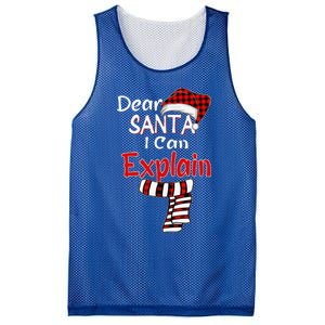 Christmas Santa Claus Red Plaid Dear Santa I Can Explain Mesh Reversible Basketball Jersey Tank