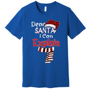 Christmas Santa Claus Red Plaid Dear Santa I Can Explain Premium T-Shirt