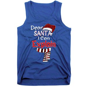 Christmas Santa Claus Red Plaid Dear Santa I Can Explain Tank Top