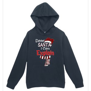 Christmas Santa Claus Red Plaid Dear Santa I Can Explain Urban Pullover Hoodie