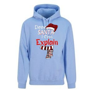 Christmas Santa Claus Red Plaid Dear Santa I Can Explain Unisex Surf Hoodie