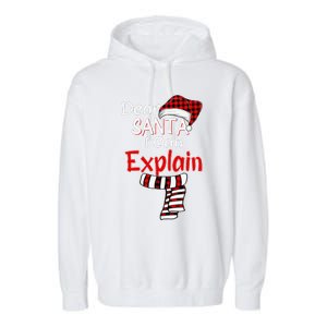 Christmas Santa Claus Red Plaid Dear Santa I Can Explain Garment-Dyed Fleece Hoodie