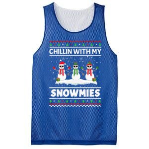 Christmas Snow Chillin With My Celebrating Snowmies Funny Gift Mesh Reversible Basketball Jersey Tank