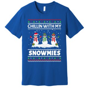 Christmas Snow Chillin With My Celebrating Snowmies Funny Gift Premium T-Shirt