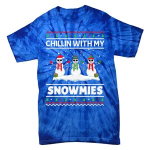 Christmas Snow Chillin With My Celebrating Snowmies Funny Gift Tie-Dye T-Shirt