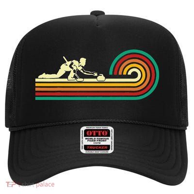 Curler Sliding Curling Stone Retro Curling High Crown Mesh Back Trucker Hat