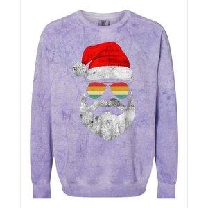 Cool Santa Claus Face With Sunglasses & Hat Beard Christmas Colorblast Crewneck Sweatshirt